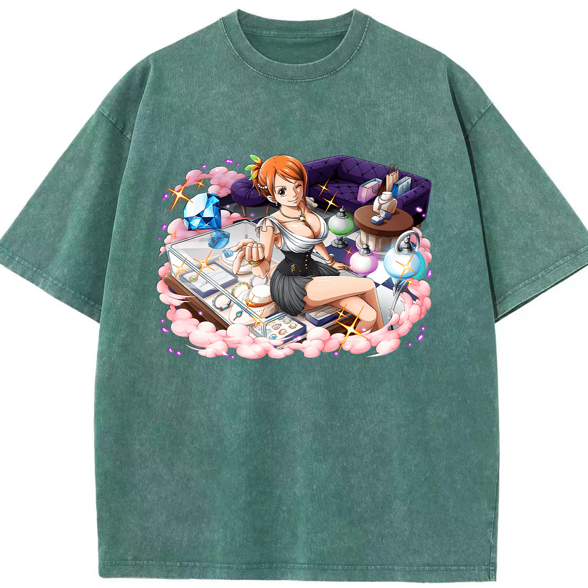 ワンピース ナミ ONE PIECE Nami 綿100% ヴィンテージ風 半袖Tシャツ（フロントプリント）